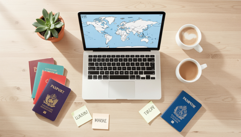 Digital nomad visa 2026 guide showing passport and laptop on desk